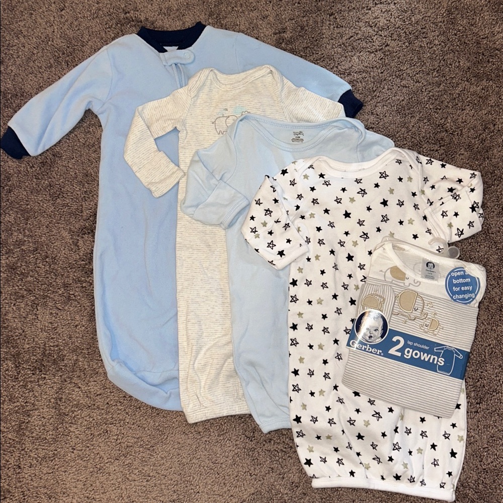 Babyboy newborn 0/6m fleece & lap shoulder gown bundle!!